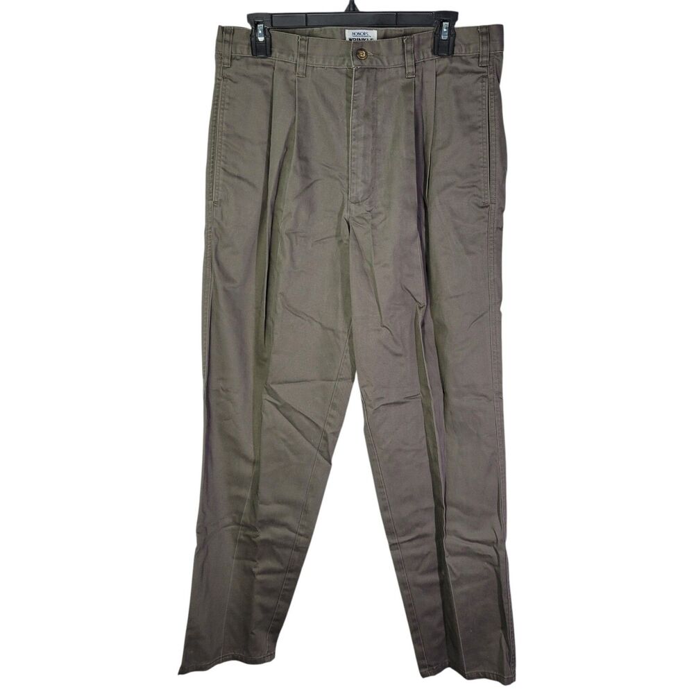 Honors Mens Size 32x32 Brown Solid Wrinkle Resistant Chino Pants